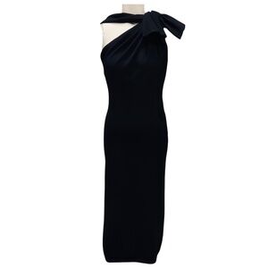GIAMBATTISTA VALLI BLACK KNIT MIDI COCKTAIL DRESS